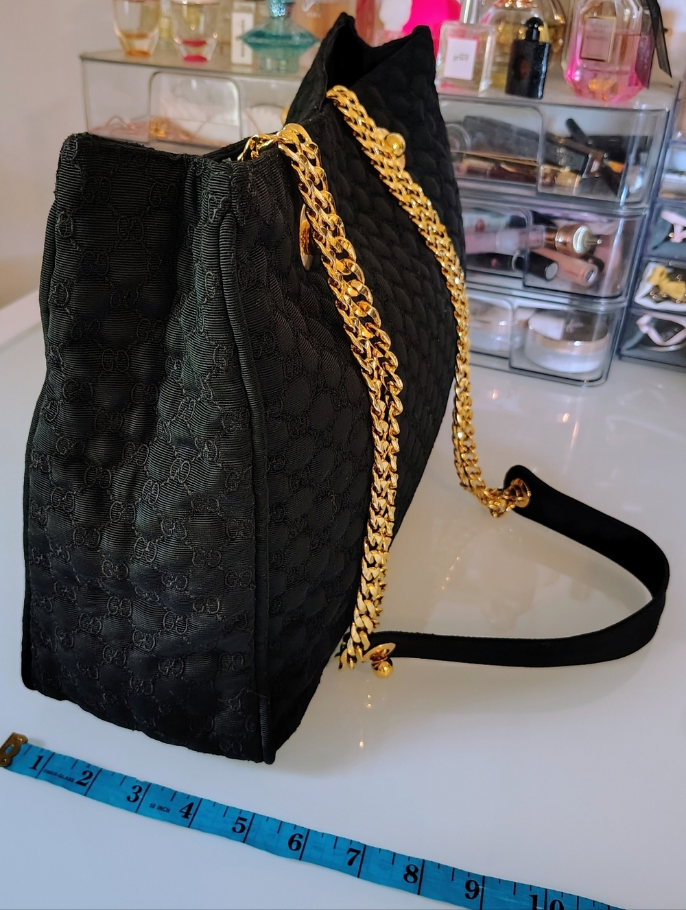 RARE GUCCI Vintage Large Monogram GG Chainlink Tote Bag 100% AUTHENTIC